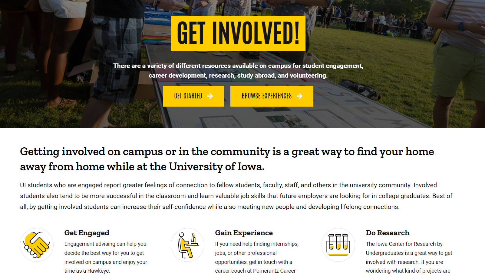 Hawkeye Engage Website Homepage